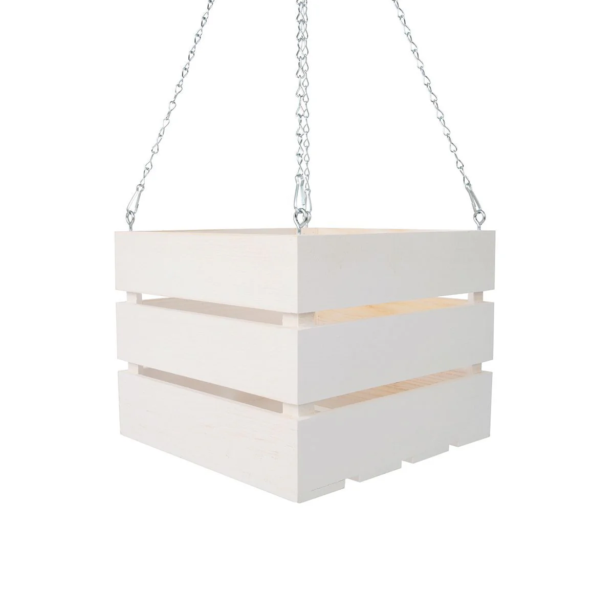 8 inch Wooden Vanda Basket with Hanger – White
