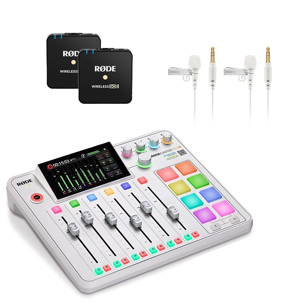 Rode RodeCaster Pro II Pack (White) w/ 2 x Wireless GO II TX & 2 x Lavalier GO - Image 1