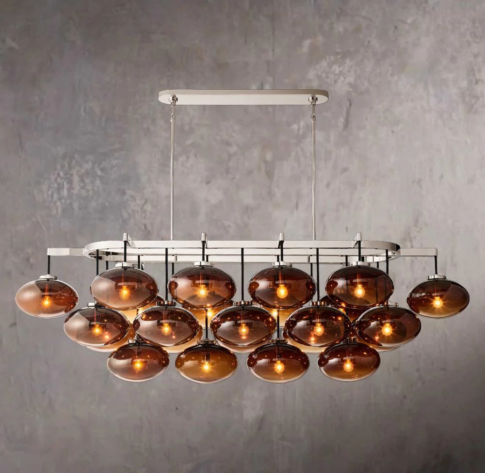 Cabrett Amber Glass Linear Chandelier 72-Inch - Image 2