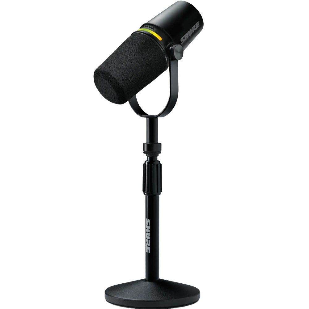 Shure Motiv MV7+ Microphone Bundle w/ MV7+ & Desktop Stand (Black) - Image 1