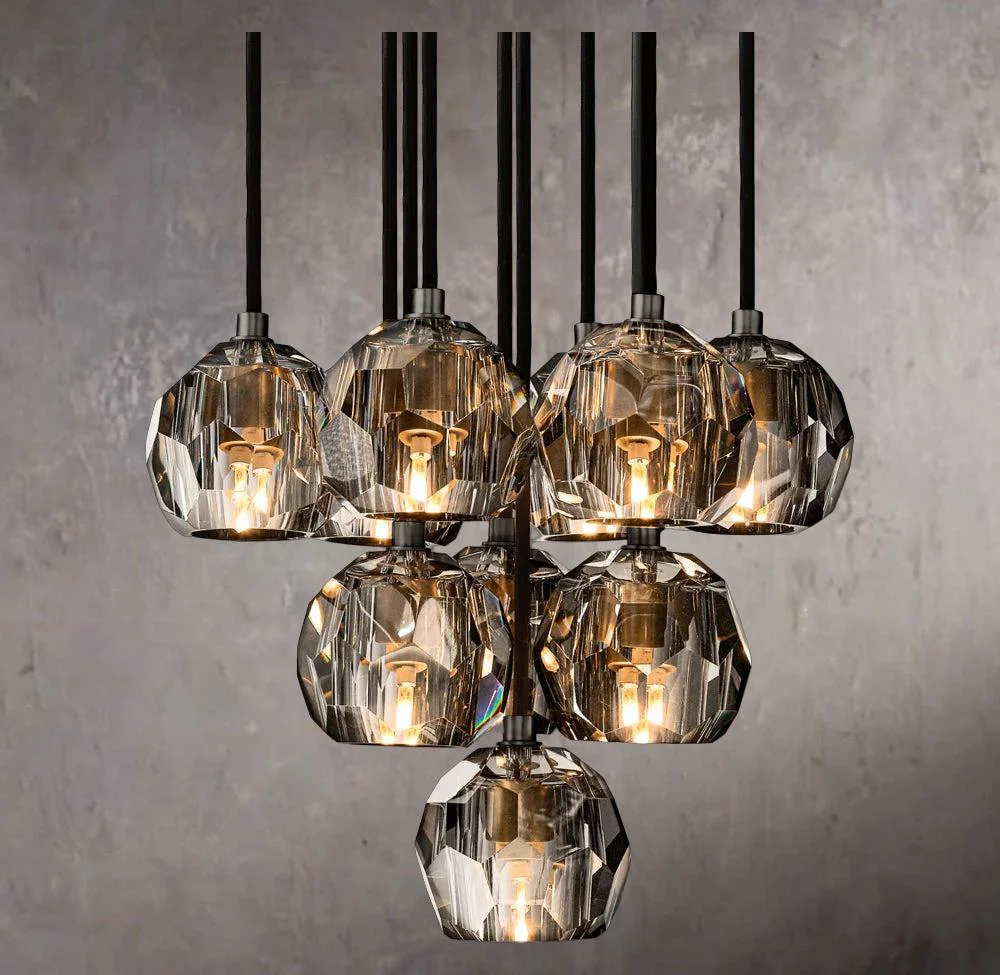 Crystal Orb Smoky Glass Globe Cluster Chandelier 14" - Image 3