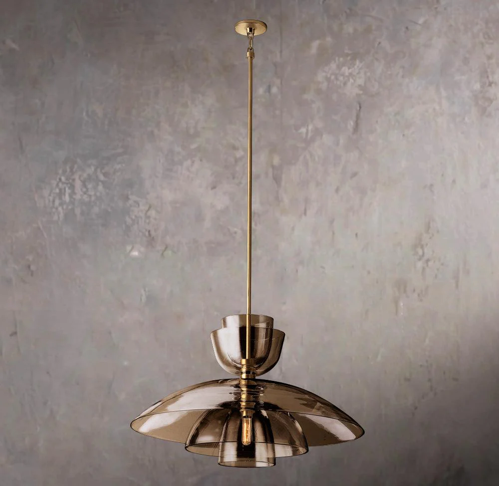 Blom Large Amber Glass Dome Pendant Lamp - Image 1