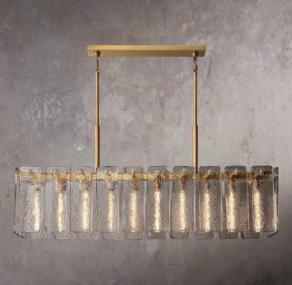 Calamette Rectangular Glass Ceiling Chandelier 60″