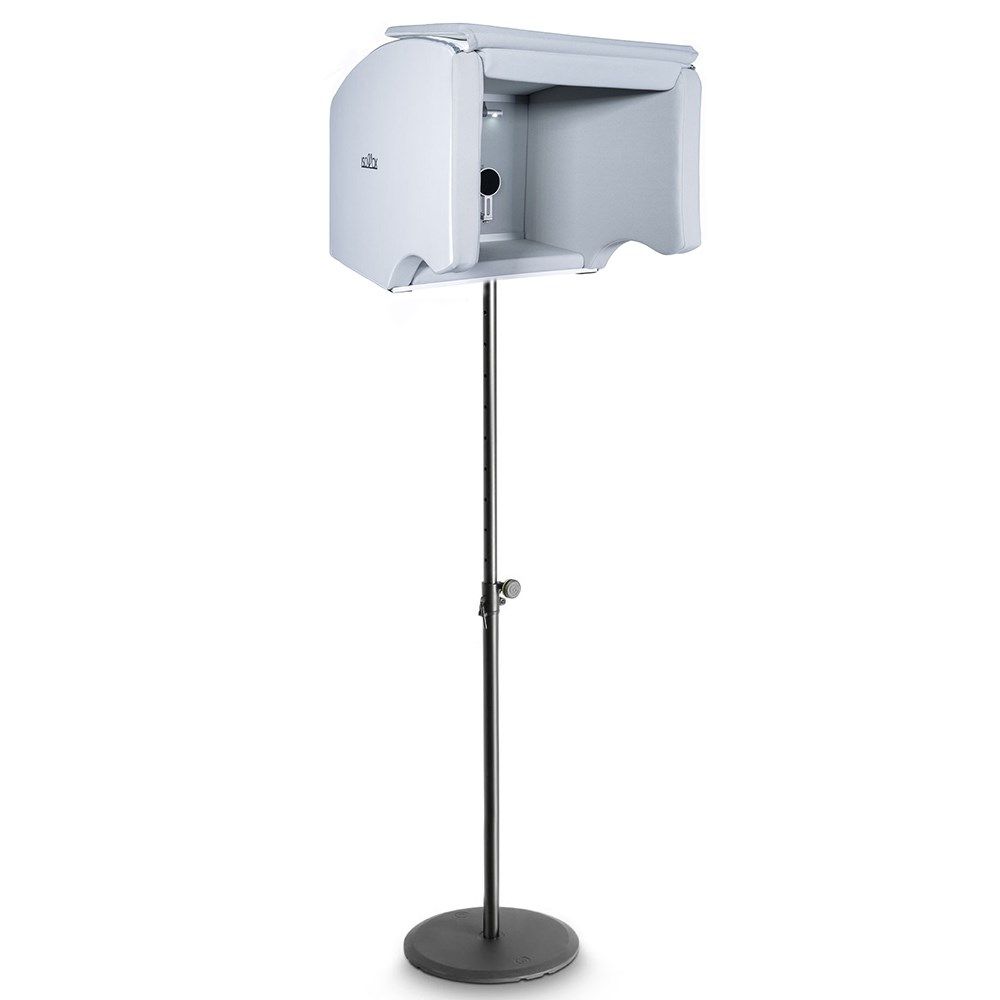 IsoVox 2 Portable Vocal Booth (White) & Gravity SSPWBSET1 Round Base Stand 35mm (Black) - Image 1