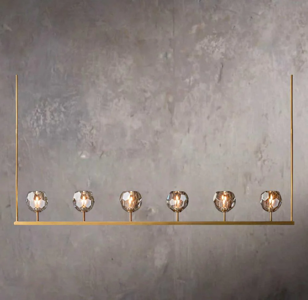 Crystal Orb Smoky Glass Linear Chandelier 60" - Image 1