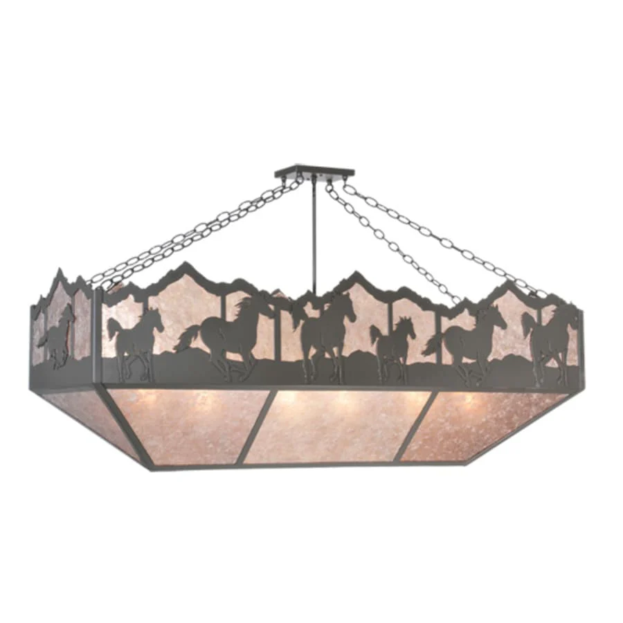 Meyda Tiffany Six Light Down Lighting Island / Billiard Fixture from the Horses Collection - Image 1
