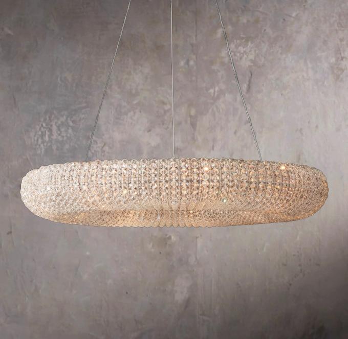 Crystal Aura Transparent Circular LED Pendant Light 32" - Image 1