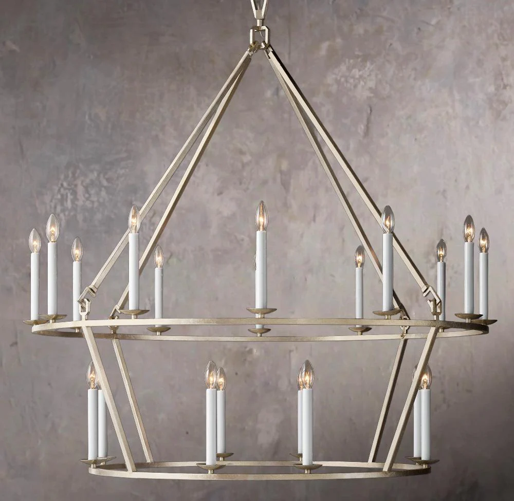 19TH C. BRITISH LATTICEWORK DOUBLE-TIER CIRCULAR CHANDELIER 50″