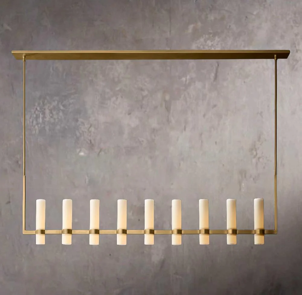 Ravella Straight Milk Glass Chandelier 71" - Image 1