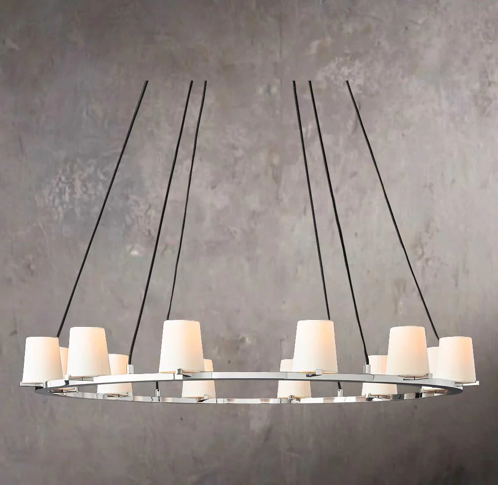 Pauillacs Upholstered Fabric Shade Round Chandelier 48" - Image 2