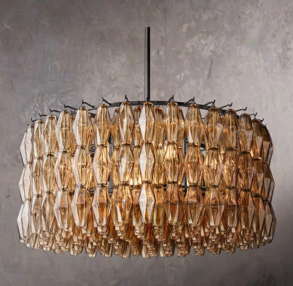 Chiara Fumè Glass Circular Chandelier 37″
