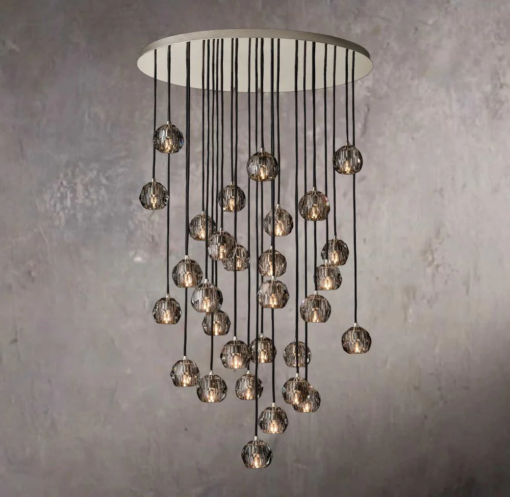 Crystal Sphere Smoky Glass Circular Cluster Chandelier 40" - Image 2