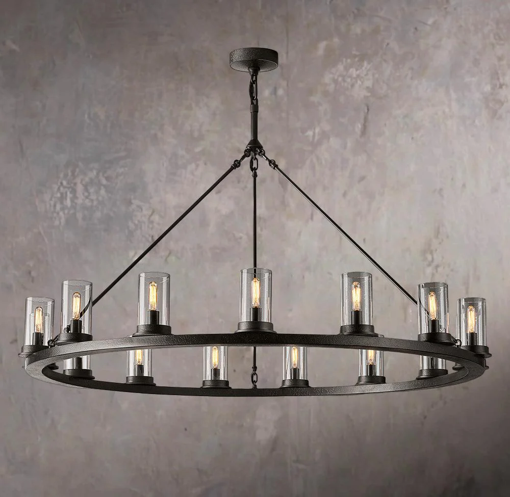 Ondra Circular Transparent Crystal Pendant Light 48" - Image 1