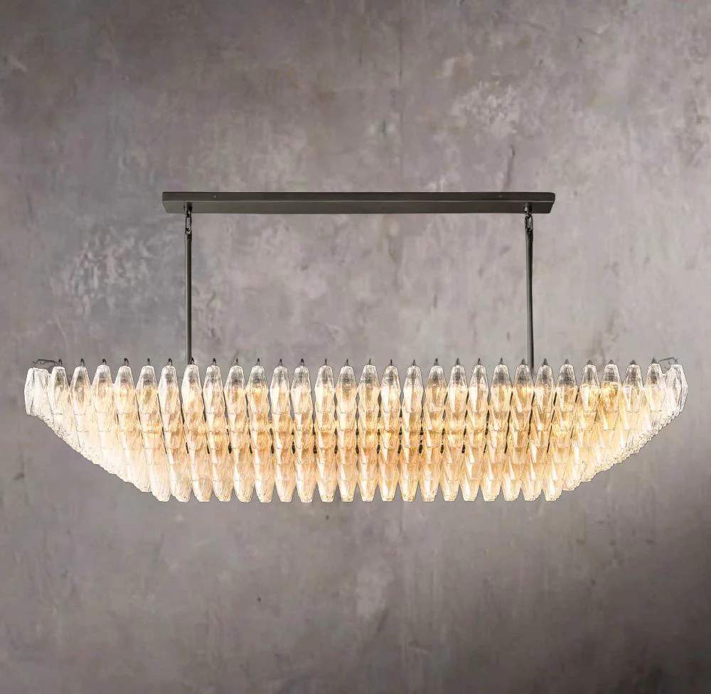 Chiara Transparent Glass Layered Rectangular Chandelier 74" - Image 2