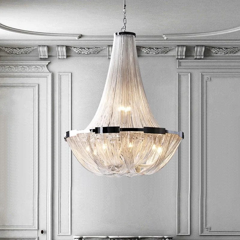 Alisa Luxury Plated Aluminum Chain Tassel Chandelier Diameter 24" 31" - Image 1
