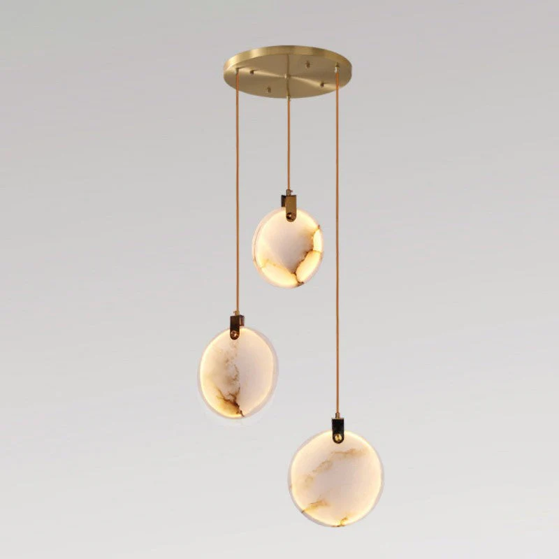 Alabaster Disc Long Staircase Chandelier - Image 2