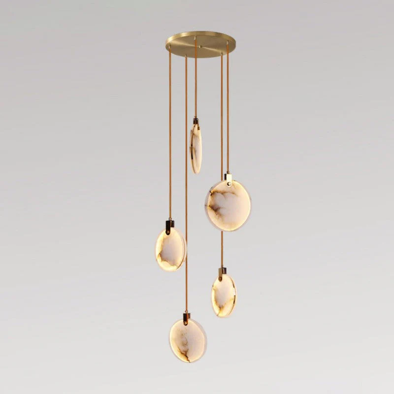 Alabaster Disc Long Staircase Chandelier - Image 3