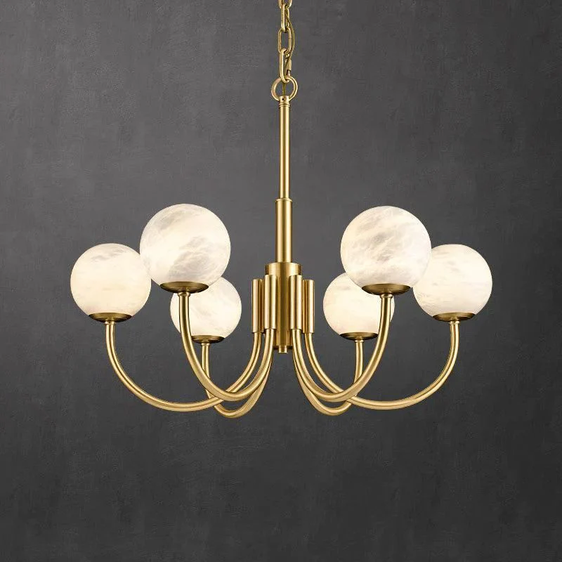 Alabaster Modern Brass Chandelier - Image 1