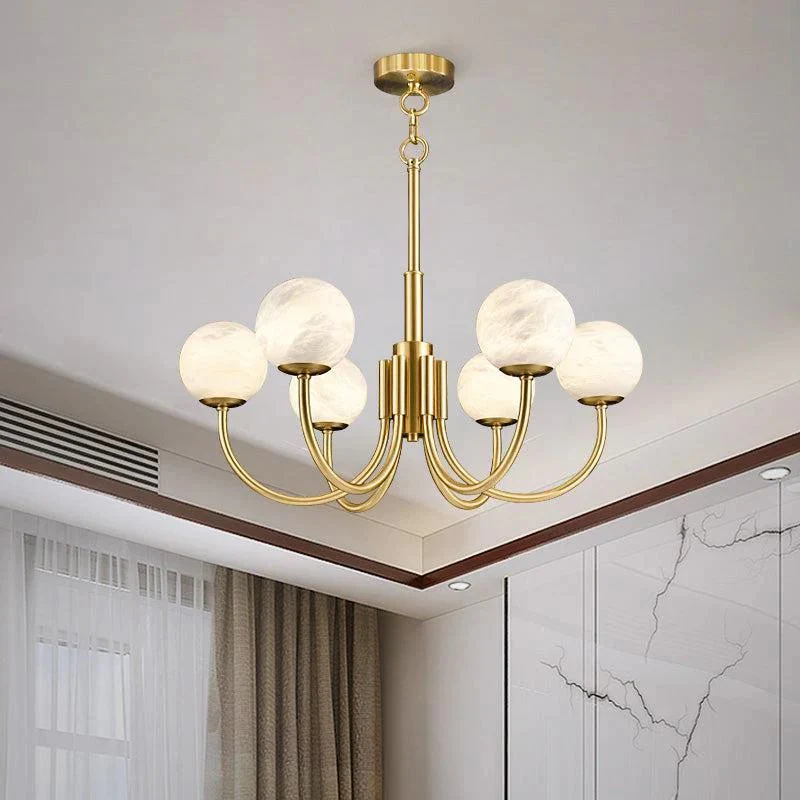 Alabaster Modern Brass Chandelier - Image 2