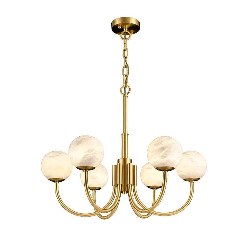 Alabaster Modern Brass Chandelier - Image 3