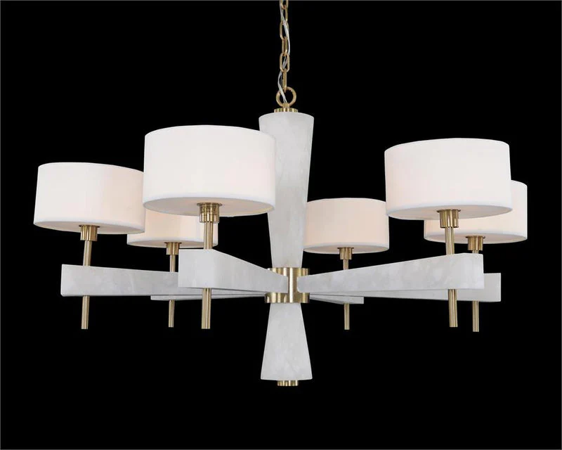 Alabaster Six-Light Round Chandelier - Image 1