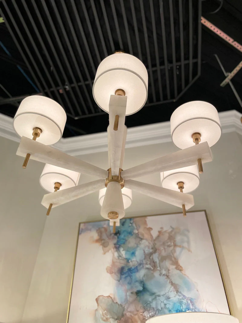 Alabaster Six-Light Round Chandelier - Image 2