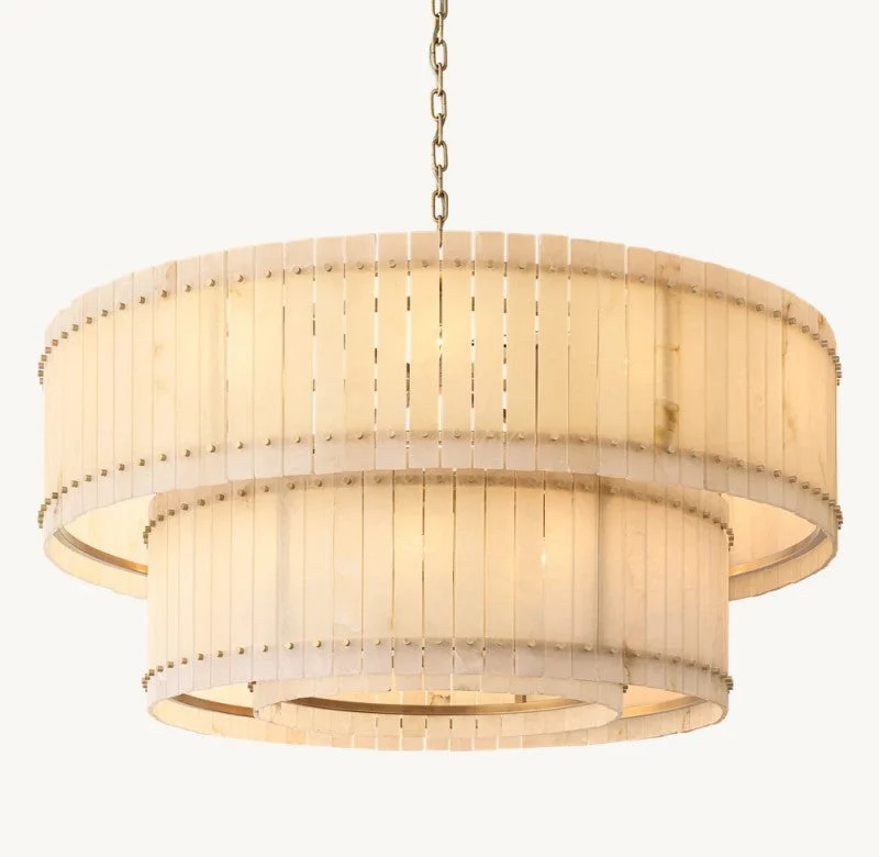 Aurelix Alabaster Round 2-Tiered Chandelier - Image 2
