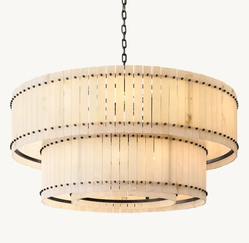 Aurelix Alabaster Round 2-Tiered Chandelier - Image 3