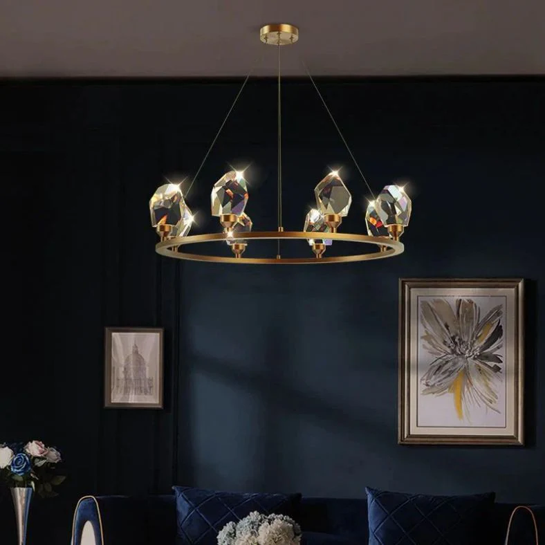 Angelia Faceted Crystal Prisms Crown Chandelier - Image 3