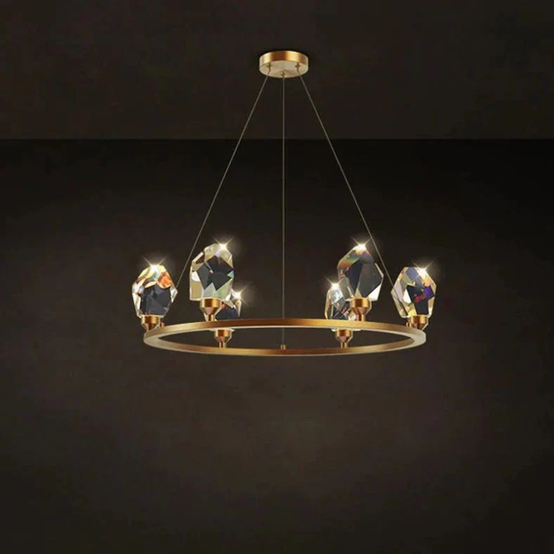 Angelia Faceted Crystal Prisms Crown Chandelier - Image 1