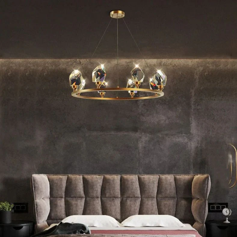 Angelia Faceted Crystal Prisms Crown Chandelier - Image 2