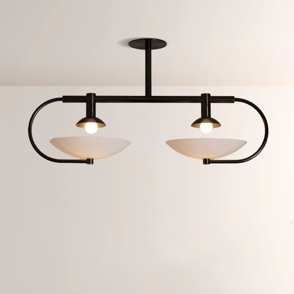 Aperto Curved Metal Glass Bowl Chandelier - Image 1