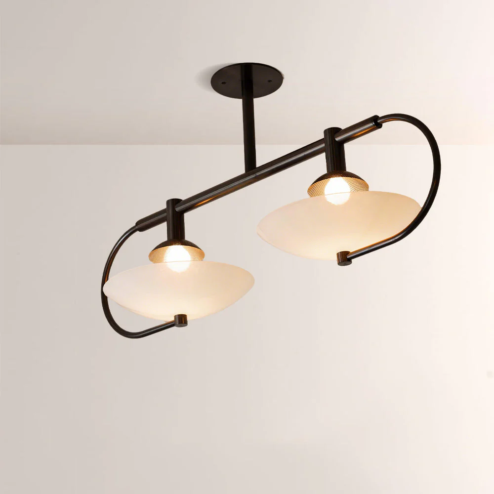 Aperto Curved Metal Glass Bowl Chandelier - Image 2