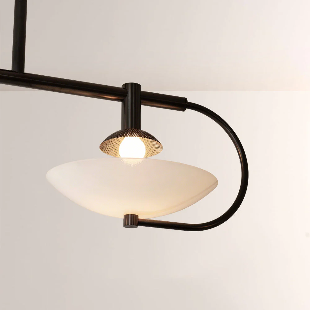 Aperto Curved Metal Glass Bowl Chandelier - Image 3