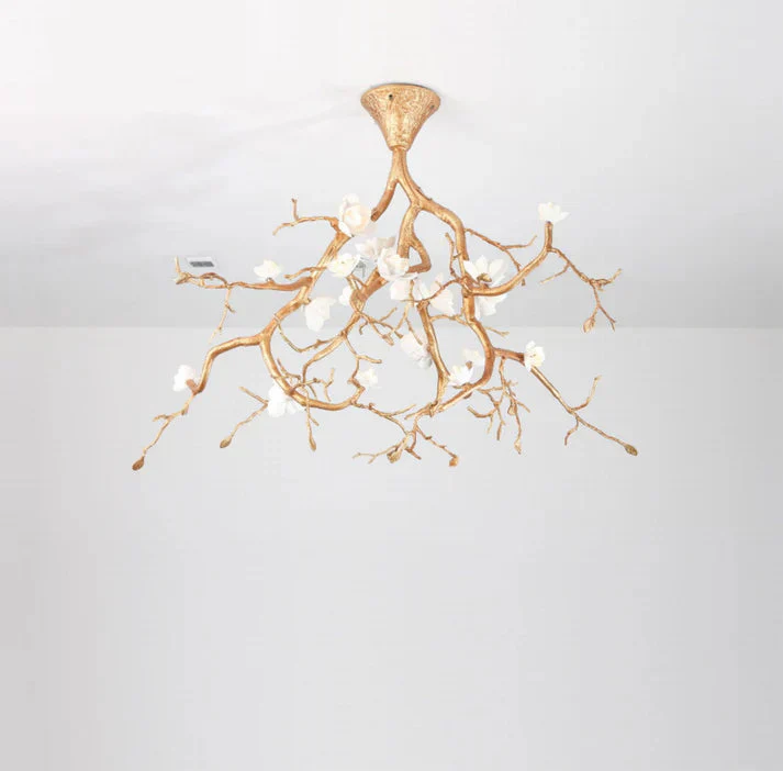 Aurelia Golden Branch & Porcelain Bloom Chandelier - Image 1