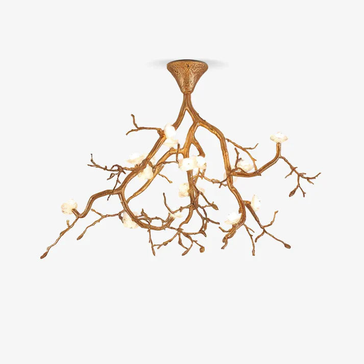 Aurelia Golden Branch & Porcelain Bloom Chandelier - Image 2
