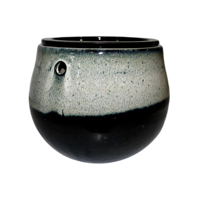 10″ White Diamond Over Onyx Teardrop Self Watering Pot