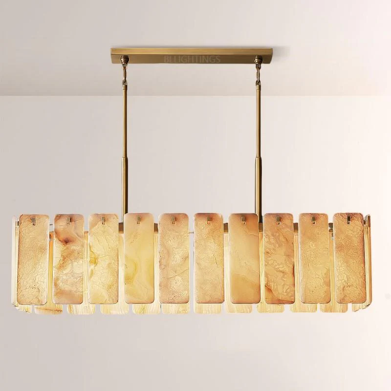 Belamet Alabaster Rectangular Chandelier 60"L - Image 3
