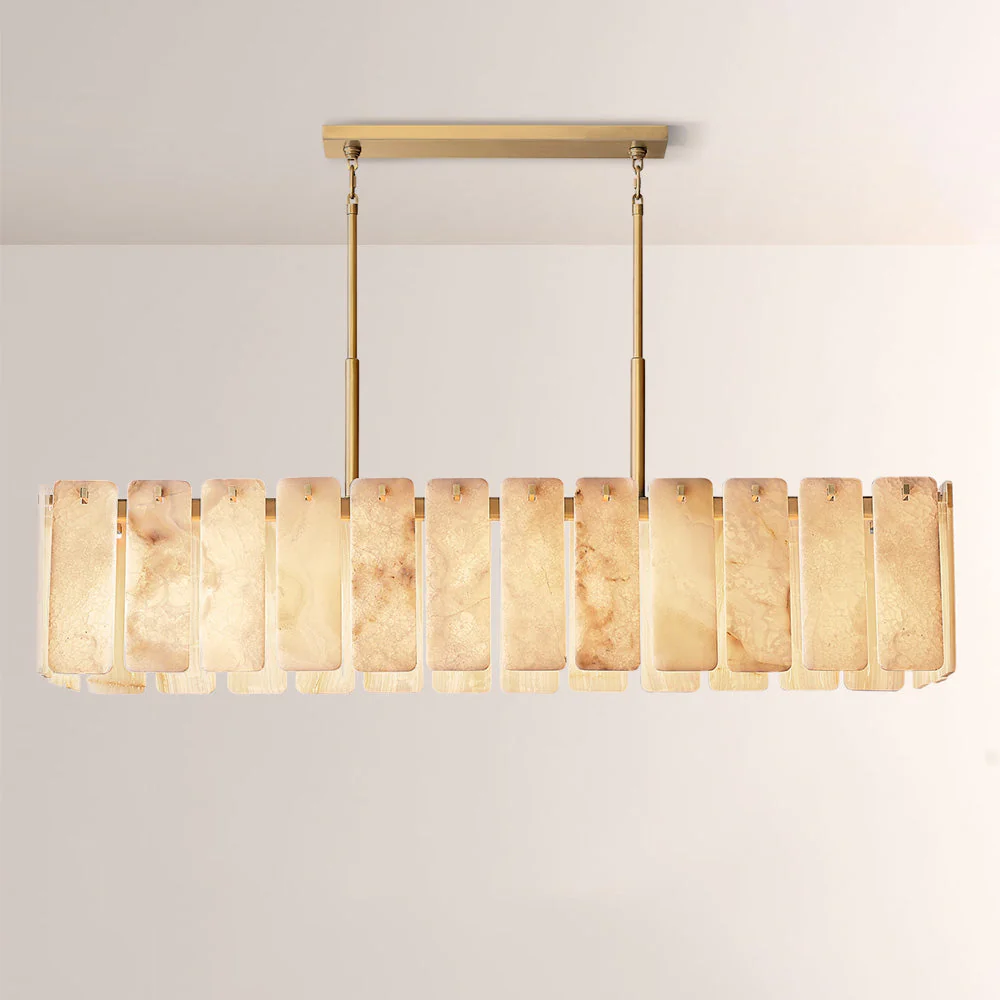 Belamet Alabaster Rectangular Chandelier 72"L - Image 1