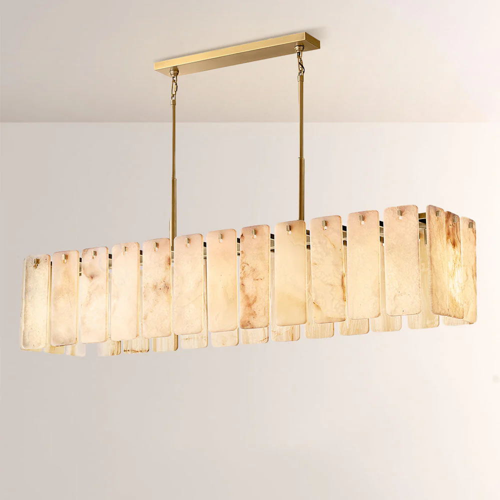 Belamet Alabaster Rectangular Chandelier 72"L - Image 3