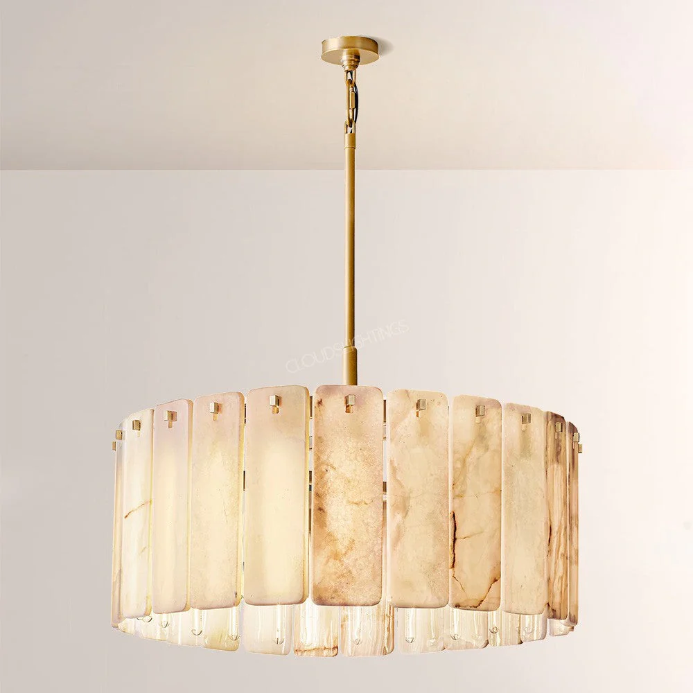 Belamet Alabaster  Round Chandelier 36"D - Image 1