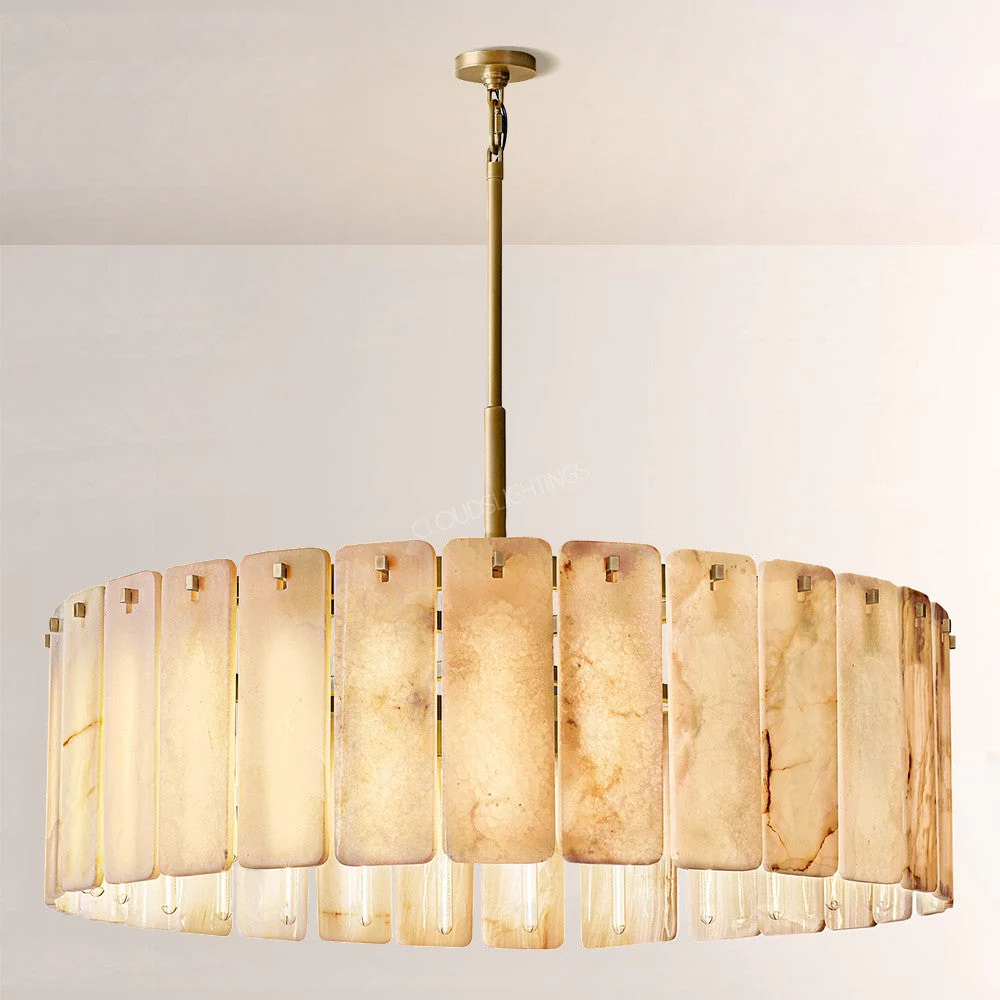 Belamet Alabaster Round Chandelier 48"D - Image 1