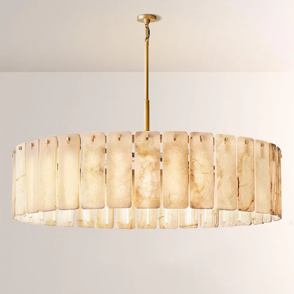 Belamet Alabaster Round Chandelier 60"D - Image 1