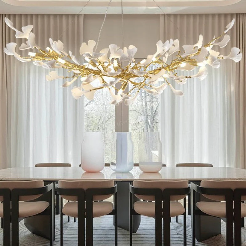 Ceramic Ginkgo Golden Chandelier 55"L - Image 1