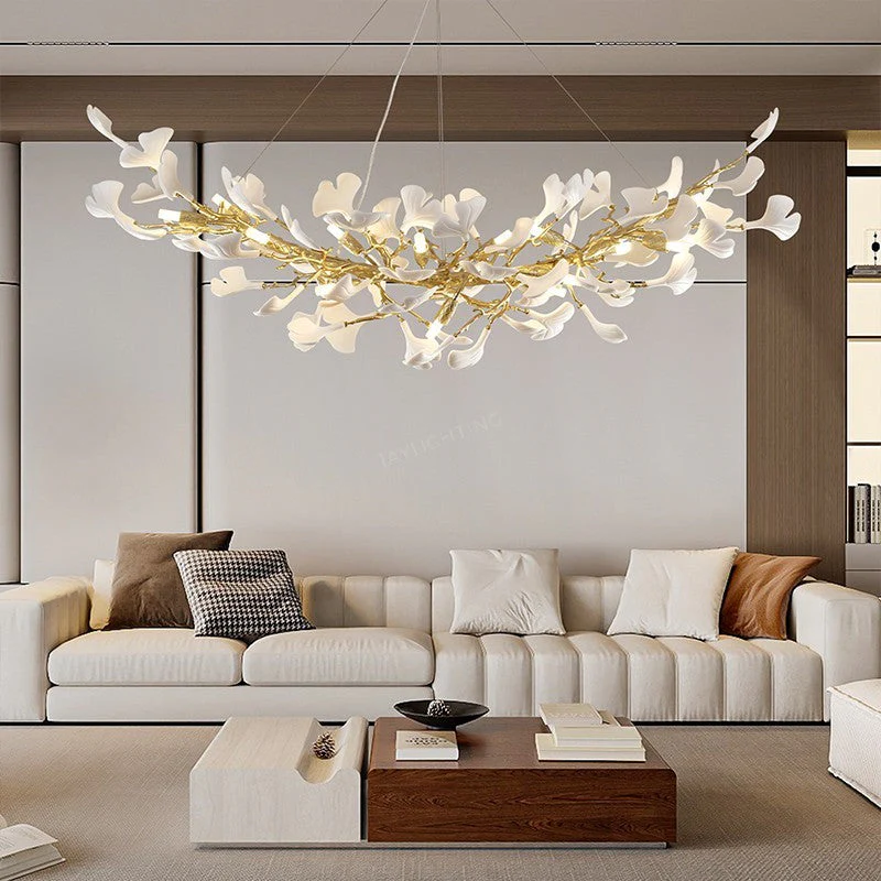 Ceramic Ginkgo Golden Chandelier 55"L - Image 2