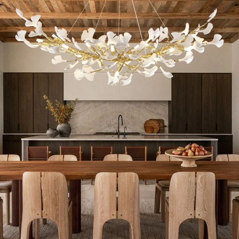Ceramic Ginkgo Golden Chandelier 55"L - Image 3