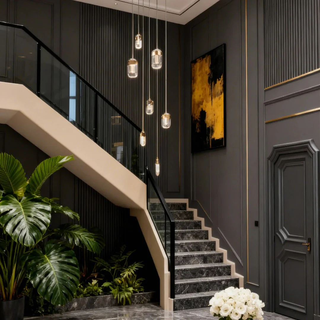 Chandelier for Staircase Full Copper Luxury Crystal Ceiling Light - Image 3