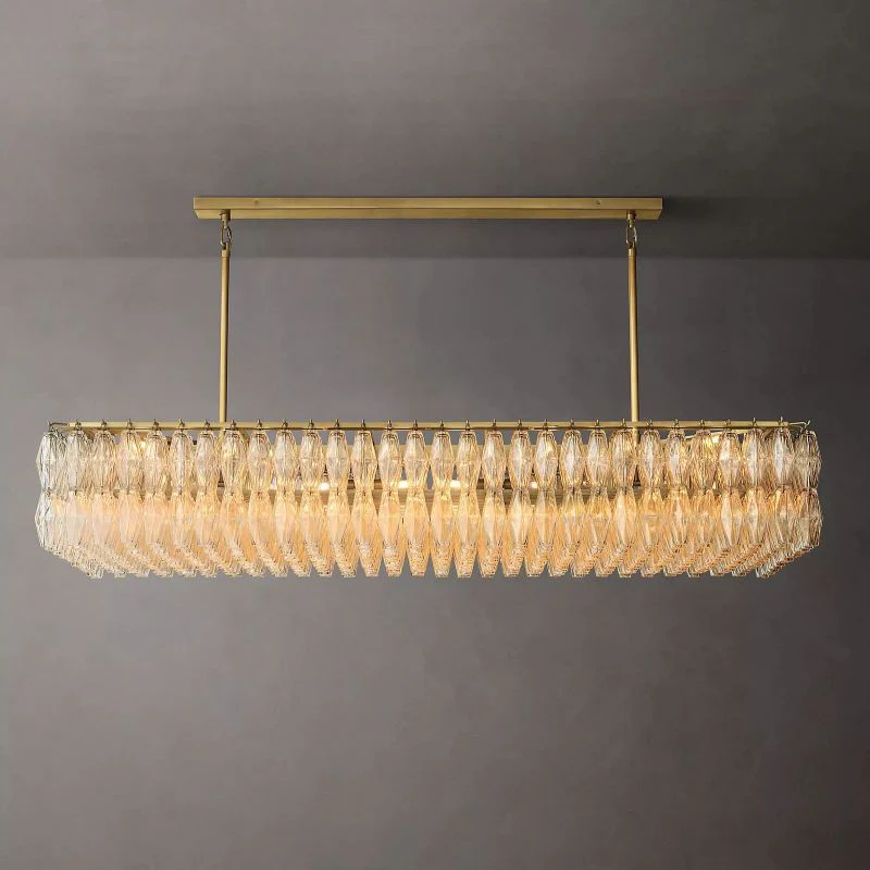 Tarin Clear Glass Rectangular Chandelier 74" - Image 1