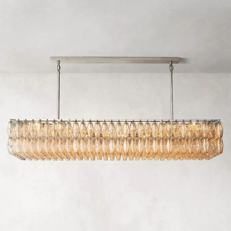 Chara Clear Glass Rectangular Chandelier 74" - Image 2