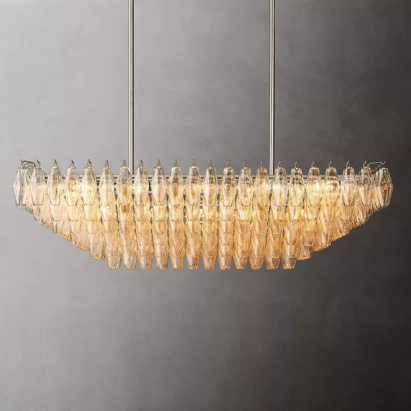 Chara Clear Glass Tiered Rectangular Chandelier 54" - Image 3